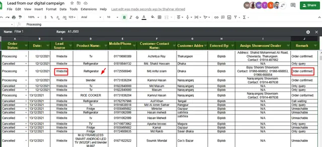 Digital Campaign Order Tracking